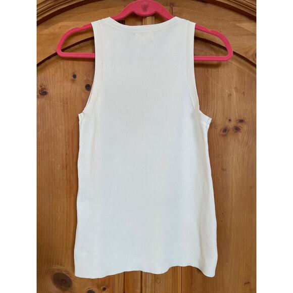 All:Row Signy Knit Racerback Minimalist Tank Top, Ivory Bone, Large - Picture 6 of 6